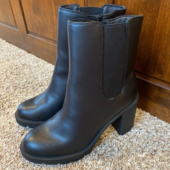 Scoop NYC Shoes - Womens Scoop Black Platform Chunky Heeled Boots Black size 11